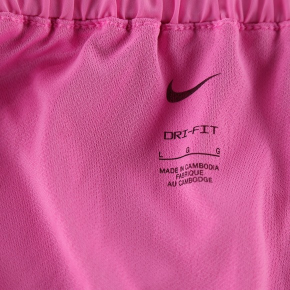 Nike Dri Fit Womens Running Training Shorts Loose Fit Pink Size L - Picture 9 of 9